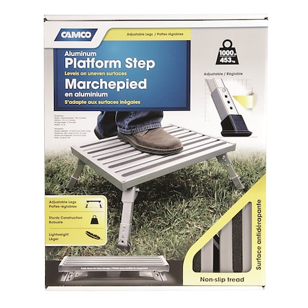 Camco STEP STOOL, ALUMINUM PLATFORM STEP, ADJUSTABLE HEIGHT 43676